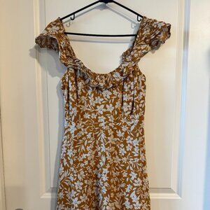 Floral Smocked Midi Dress Puff Sleeve Cottagecore Boho Dress